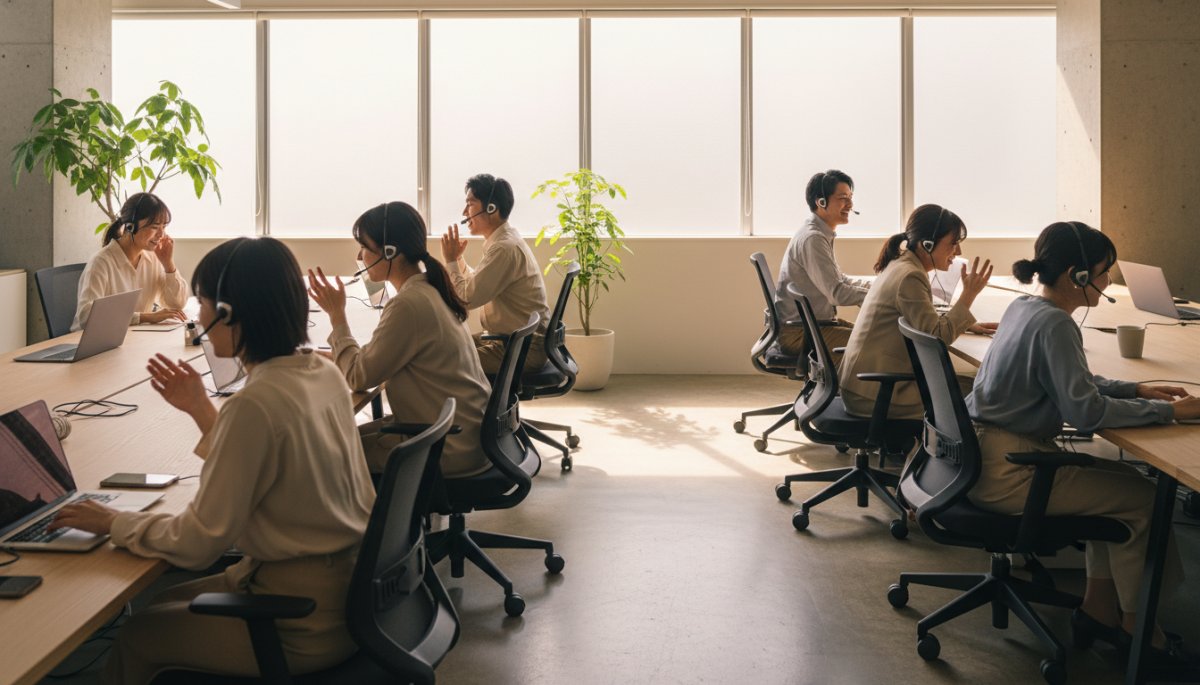 インサイドセールスチームが迅速に対応する様子を示すオフィス環境