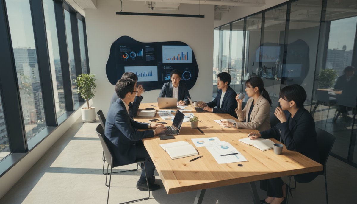 インサイドセールス外注の成功ポイントについて会議で話す様子