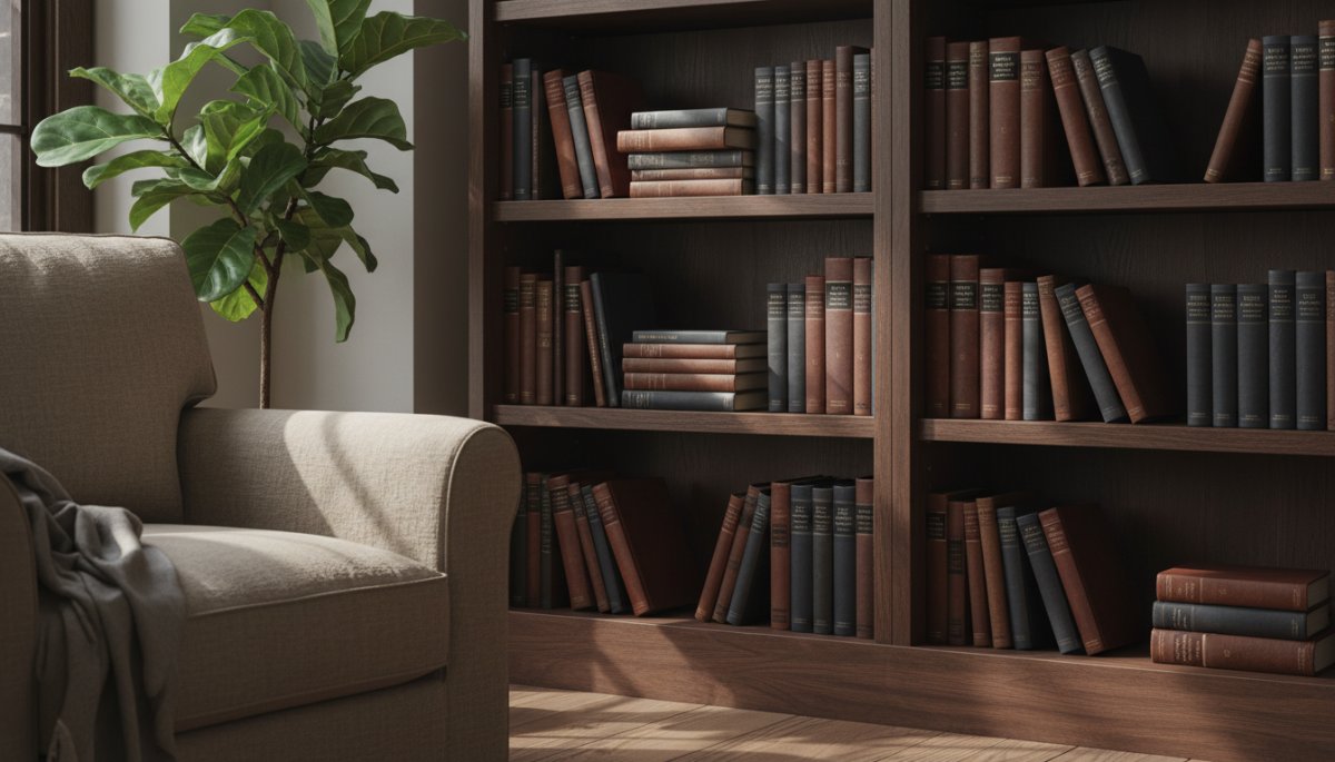 営業スキルやビジネススキルに関する書籍が並んだ書斎のイメージ