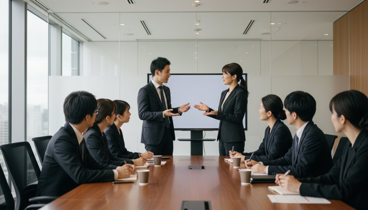 インサイドセールスの育成カリキュラムや研修計画について話し合う様子