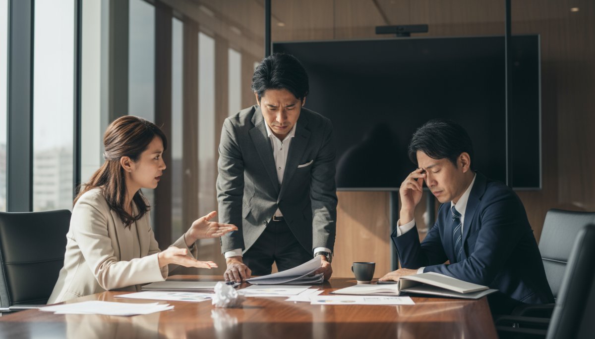 CRM導入失敗の原因を分析している様子