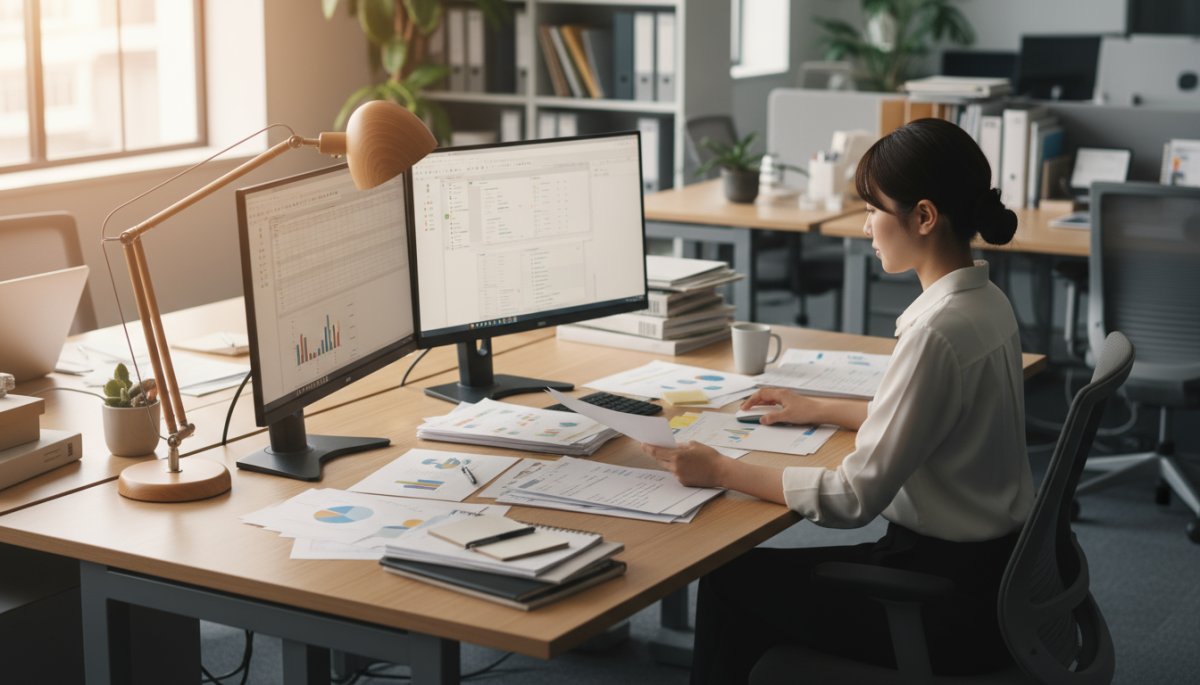 顧客データ整理作業の様子