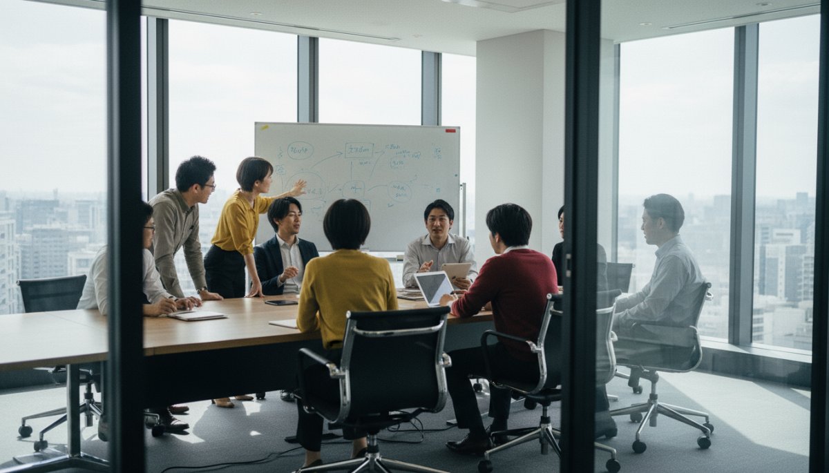 部門間連携とチームコラボレーションのイメージ