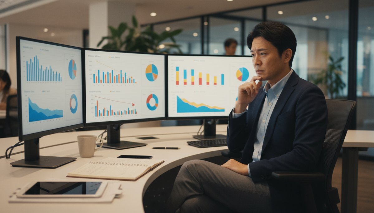 営業でアポが取れない原因を分析するビジネスパーソン