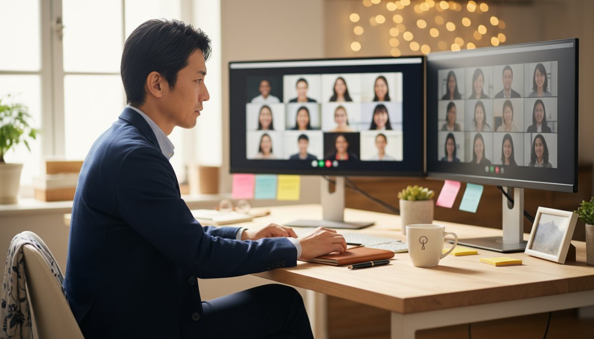 見込み顧客に対して電話やウェブ会議ツールなどを活用しながら非対面で営業活動を行うイメージ