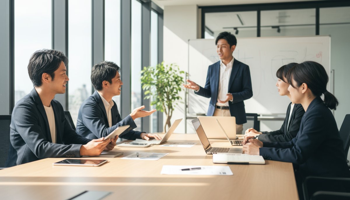 営業チームがツール選定を検討している様子