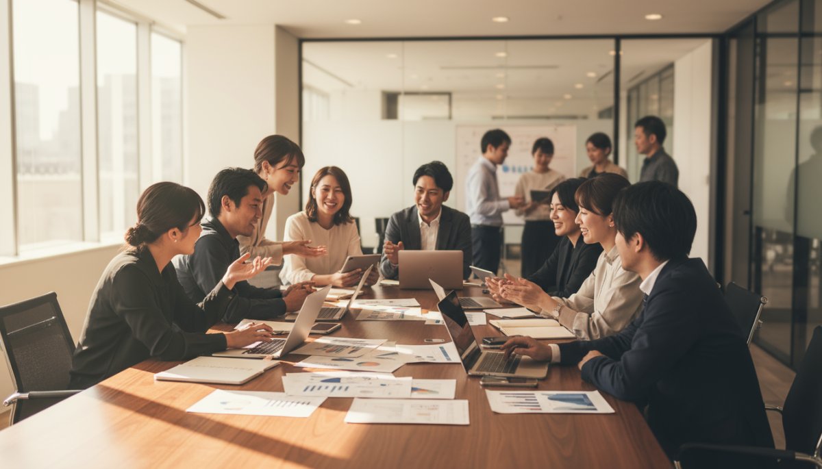 営業連携を図るミーティング風景