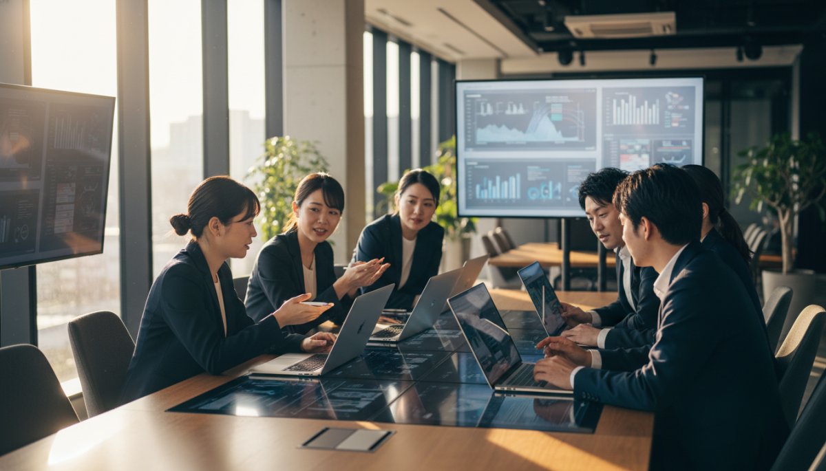 営業代行の費用対効果について打ち合わせをする様子