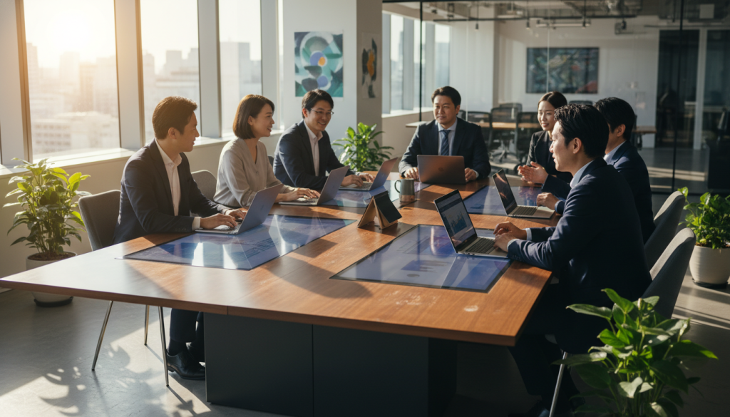 インサイドセールス業務委託について打ち合わせをする様子