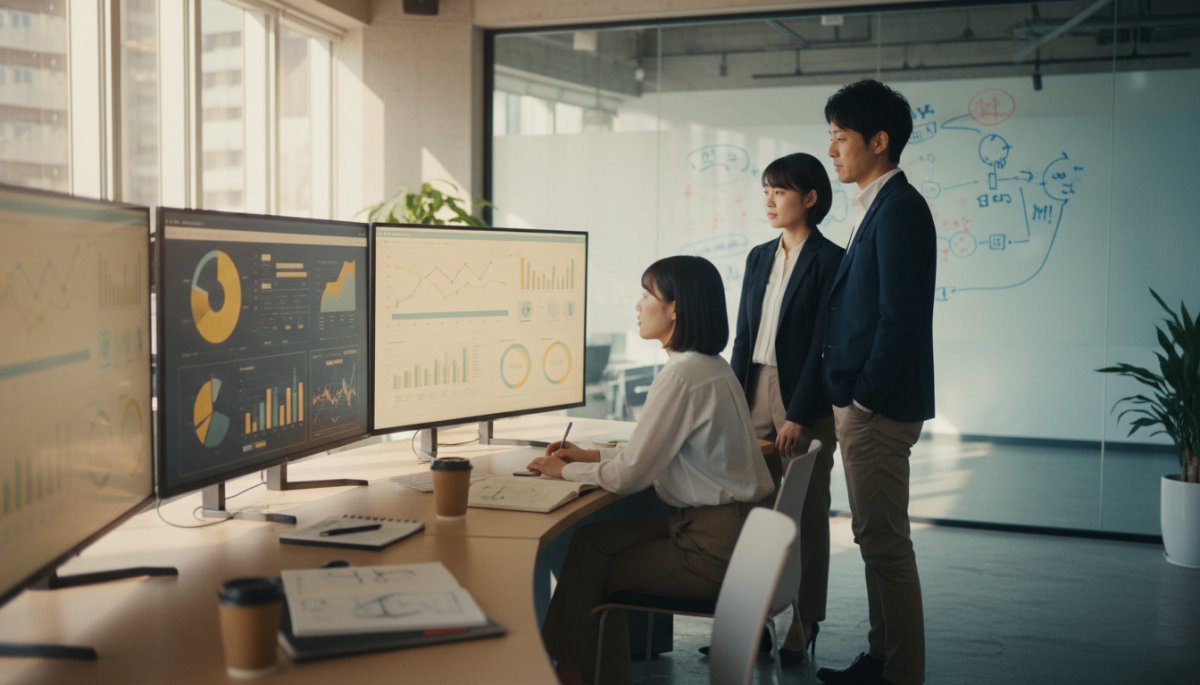 リード獲得のコスト削減について話し合うイメージ