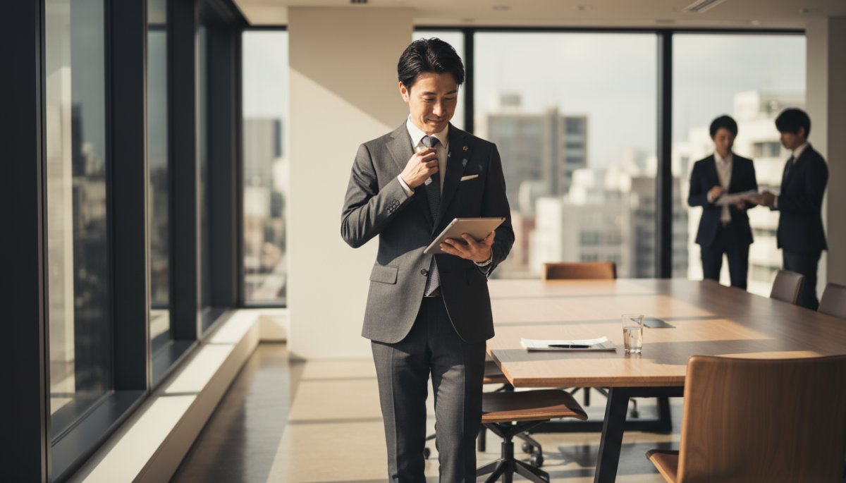 営業の初回アプローチで成果を出すビジネスマンのイメージ