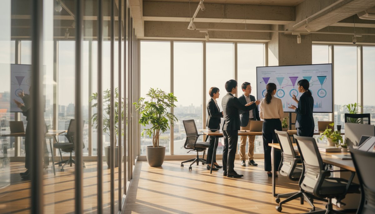 マーケティング手法について協議している様子