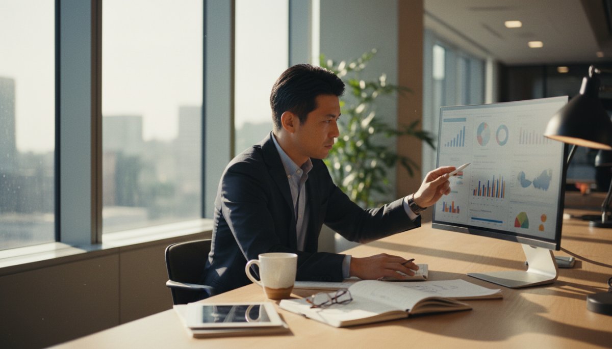 営業成果を分析するビジネスプロフェッショナル