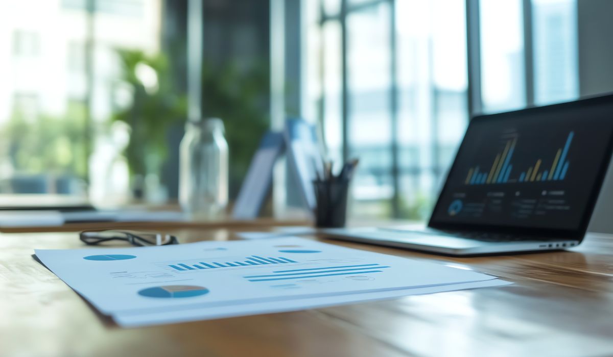 ノートパソコンでデータ分析をするイメージ