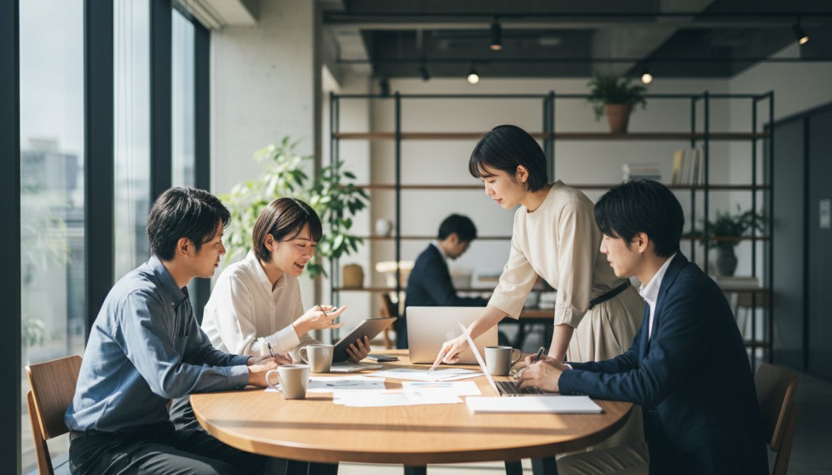 営業分業について打ち合わせをする様子