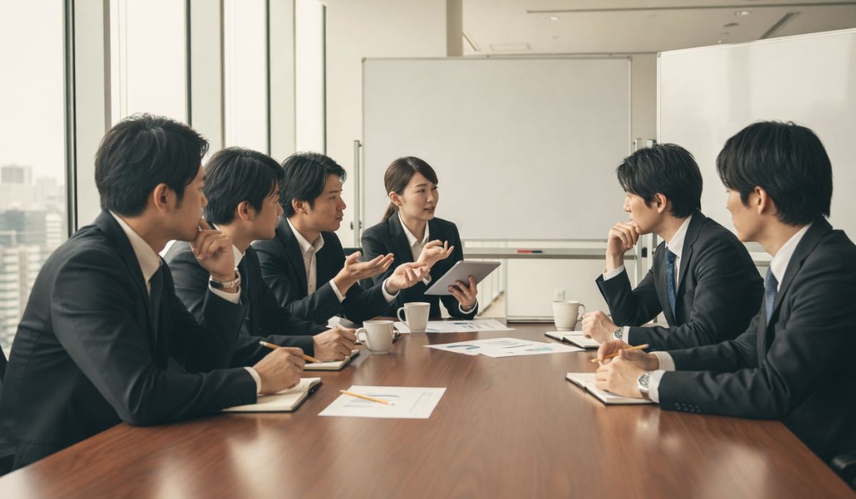 具体的な数値目標を打ち合わせする様子