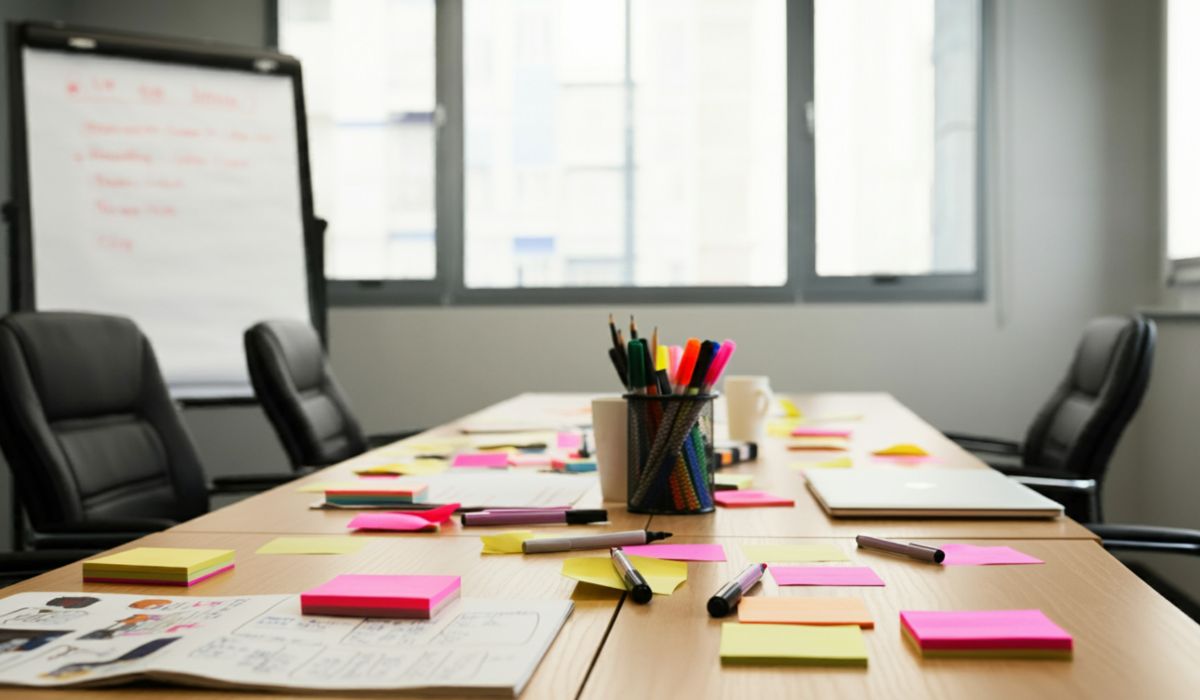 ビジネスチームが分析した後の会議室